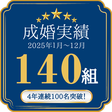 成婚実績/2025年1月~12月/140組/4年連続100名突破!